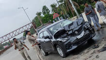 car-loses-control-and-crashes-into-highway-patrol-police-team